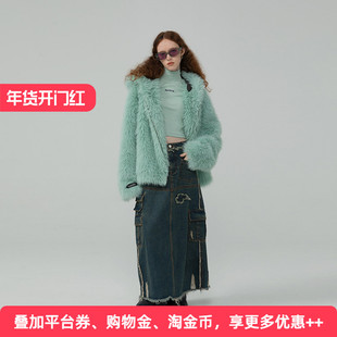 APPARITION 斯拉夫穿搭 仿皮草外套 刺绣绣花 保暖连帽 大衣外套