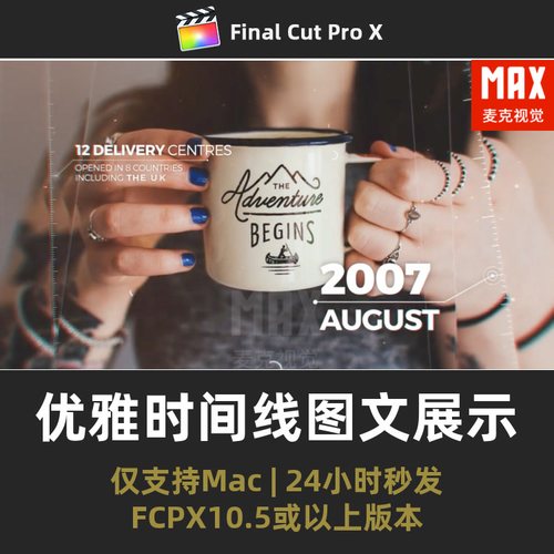 fcpx幻灯片模板 公司业务会议大事记总结视差时间线图文展示模板