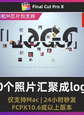 fcpx片头插件 40个照片汇聚成logo动画片头动画final cut pro模板