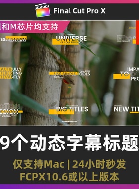 fcpx插件 9个闪烁动态字幕标题动画设计finalcutprox模板