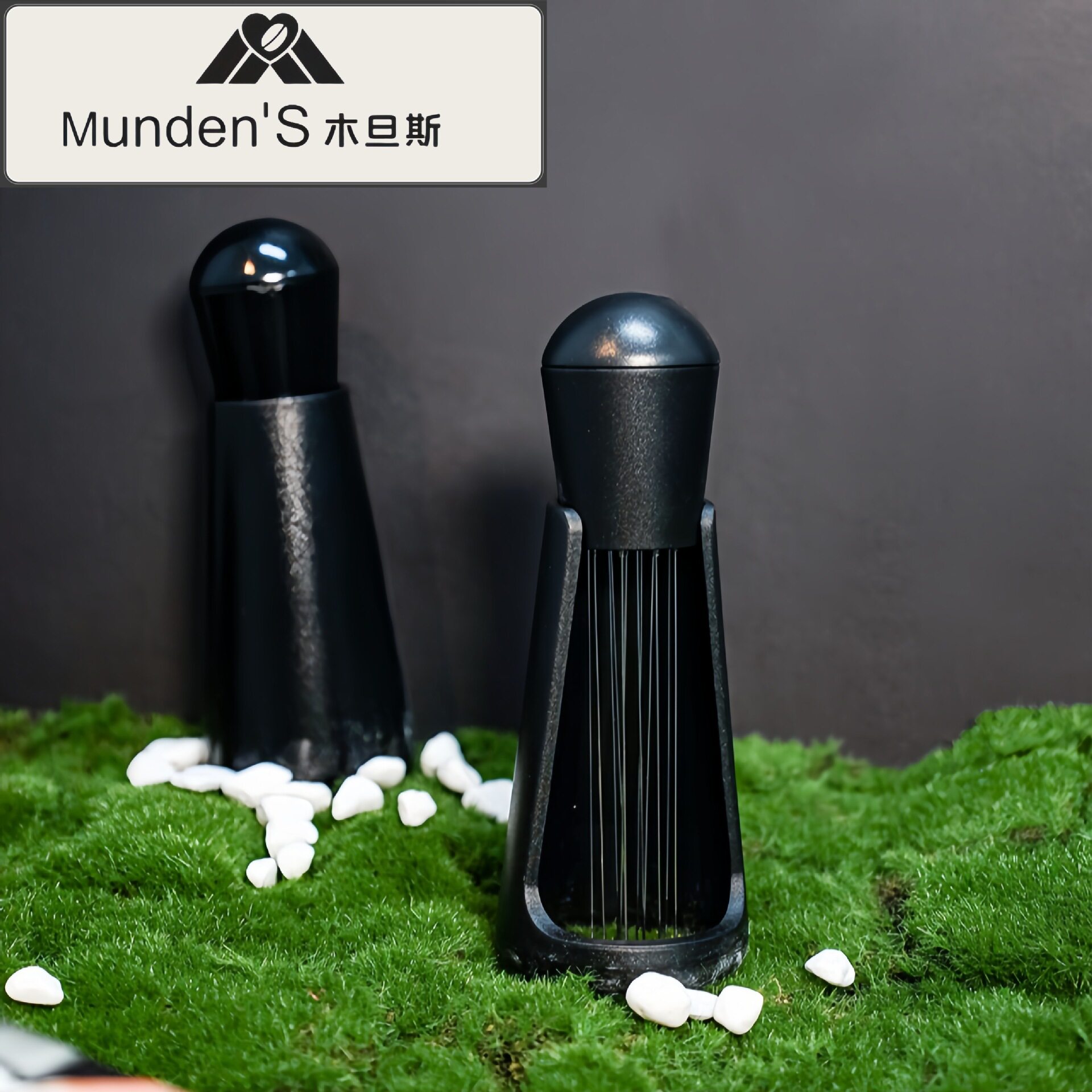 咖啡布粉针不锈钢布粉器搅拌结块打散器实木带收纳散粉针意式收納