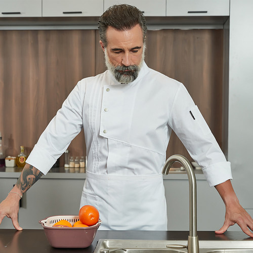 高端厨师工作服长袖夏季