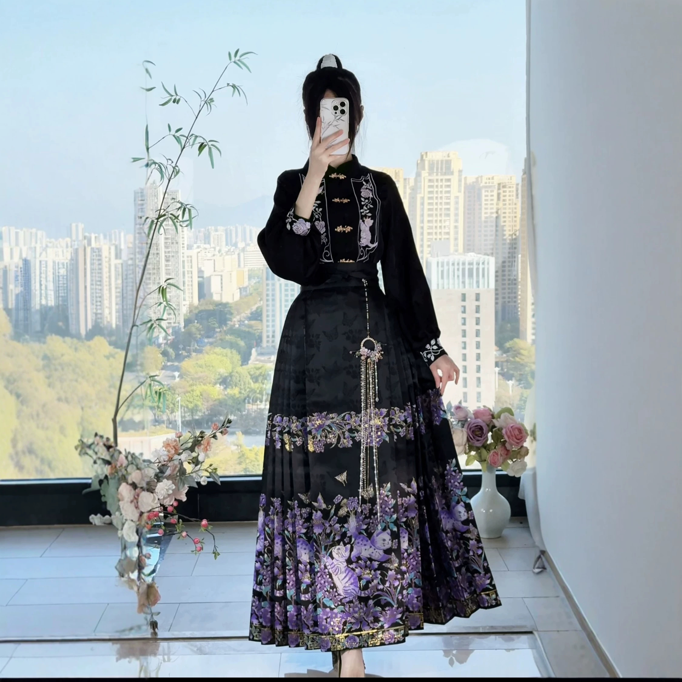 长月明[狸奴小影]明制马面裙女套装2024秋冬新款新中式原创马面裙