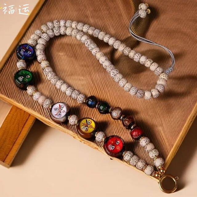 泰国佛牌链子香灰琉璃珠项链唐卡五路财神眼挂链菩提子文玩挂绳