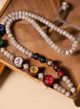 泰国佛牌链子香灰琉璃珠项链唐卡五路财神眼挂链菩提子文玩挂绳