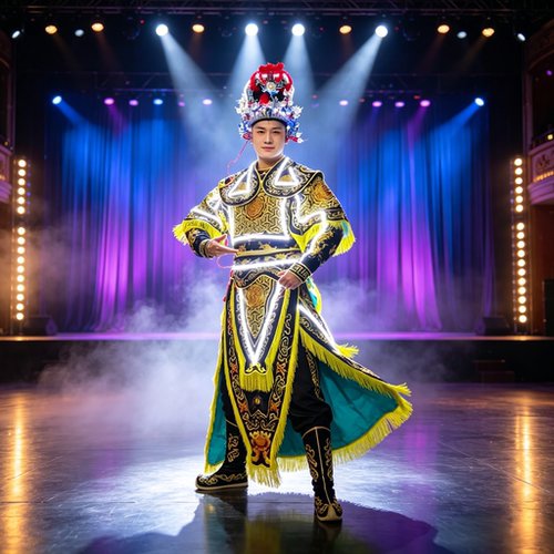 夜场舞台道具演出服LED发光表演戏曲服装改良武生服酒吧KTV上酒服