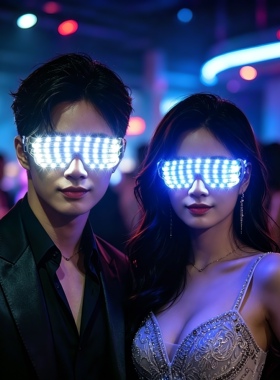 夜场出酒员工装饰眼镜LED发光白光爆闪眼镜酒吧KTV蹦迪气氛表演镜