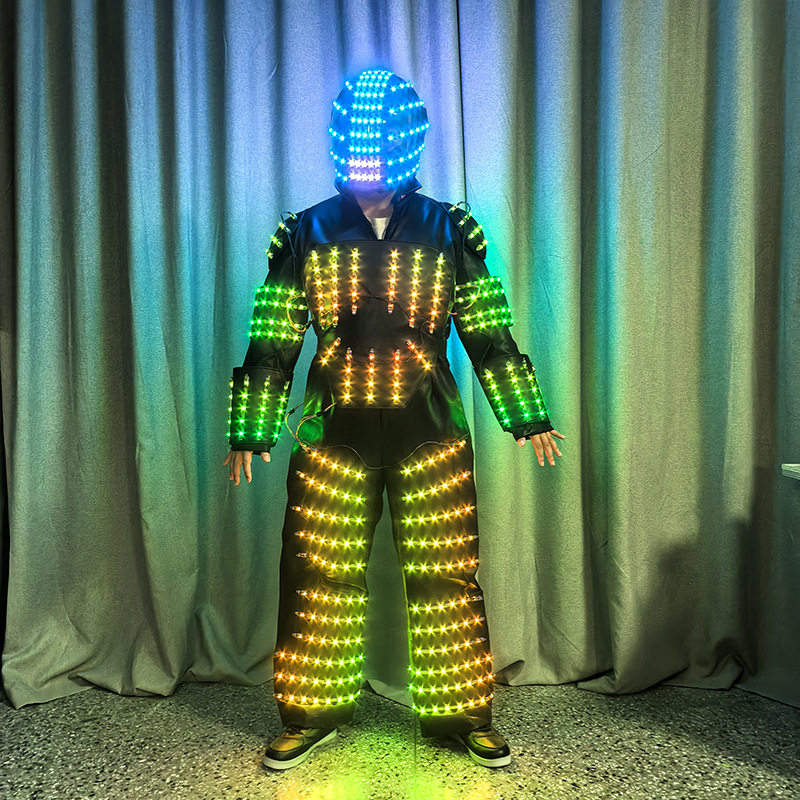 LED幻彩发光盔甲服连体衣发光舞台演出/舞蹈服装定