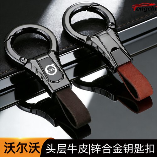 沃尔沃xc60 xc90 s90 s60 xc40 v90专用车钥匙扣高档男士合金皮革