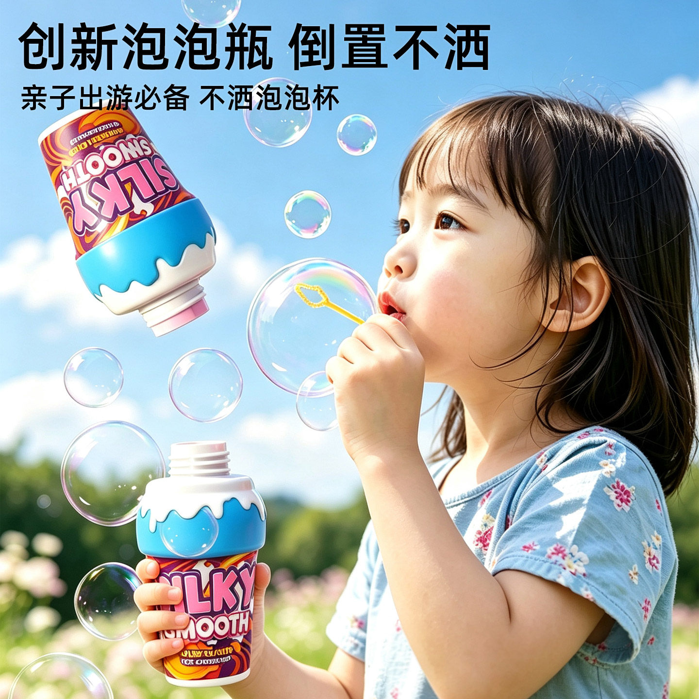 儿童倒置不洒安全冰淇淋泡泡瓶