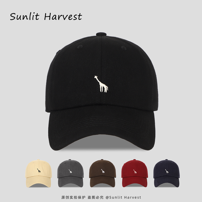 百搭遮阳显脸小棒球帽子女深顶宽檐大头围卡通刺绣防晒软顶鸭舌帽