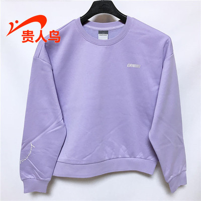 贵人鸟女装卫衣正品2023冬款加绒保暖宽松圆领针织套头衫4335B22