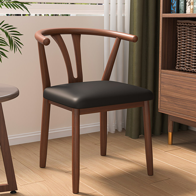 奈高太师椅子家用餐椅餐厅凳子酒店洽谈椅靠背商用牛角饭店茶桌椅
