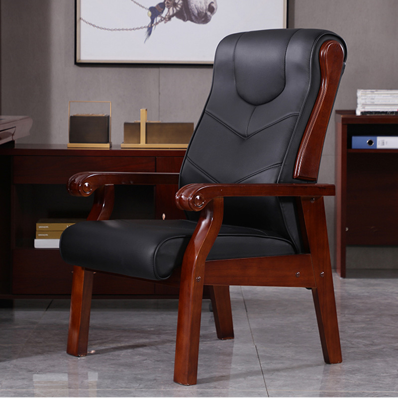 会议实木椅奈高实木牛皮