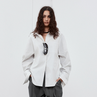 宽松休闲通勤衬衫 Sound 细条纹翻袖 trio