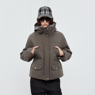 毛领连帽挺阔派克拼接羊羔毛外套 trio Sound