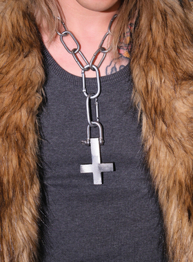 重工钛钢银色反十字架小众项链
