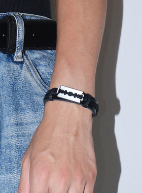 复古皮革刀片可调节百搭配饰手环