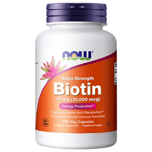NOW生物素b7维生素biotin高含量10000mcg健康甲发肤成人官方正品
