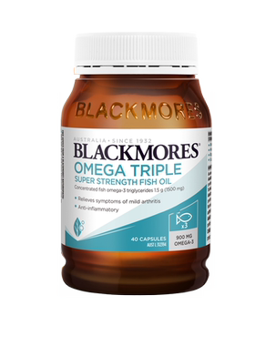 BLACKMORES澳佳宝三倍高浓缩深海无腥味鱼油胶囊40粒Omega3成人