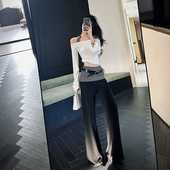 春夏通勤高个子裤 ISGRX 休闲套装 原创设计显瘦高腰阔腿裤 斑马