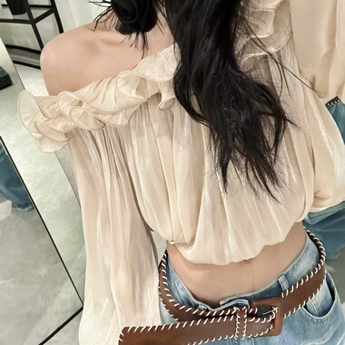 ISGRX 逐光 原创设计复古领褶皱上衣