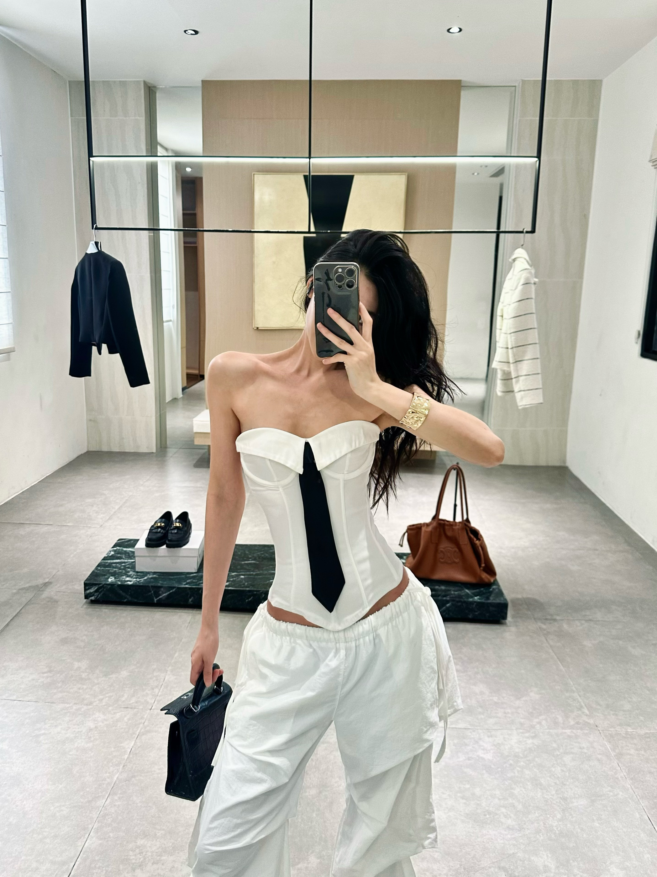 ISGRX桀骜不驯 易梦玲同款 美式鱼骨束腰抹胸上衣女性感纯欲