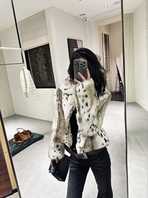 ISGRX 旷野猎豹 原创设计秋冬气质辣妹兔毛设计感皮草外套