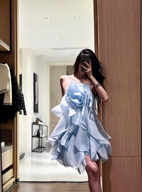 ISGRX 碎冰蓝aje 连衣裙礼服蓝色连衣裙生日裙度假裙沙滩裙公主裙