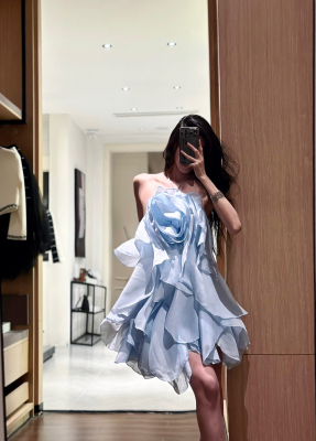 ISGRX 碎冰蓝aje 连衣裙礼服蓝色连衣裙生日裙度假裙沙滩裙公主裙