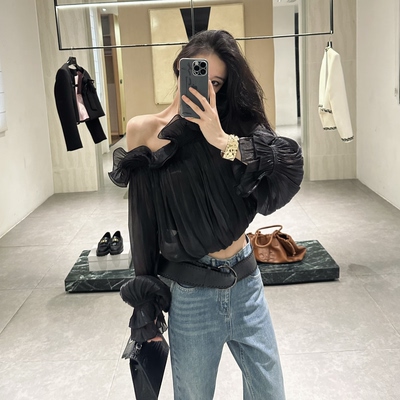 ISGRX 旷行 显瘦原创设计黑色高腰显瘦阔腿短裤