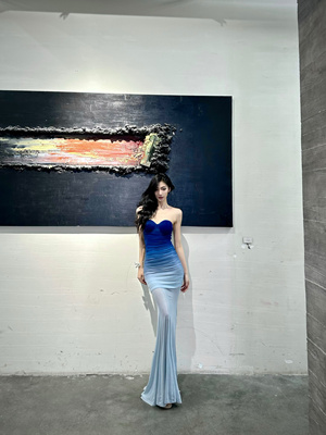 ISGRX 心花怒放原创设计海边高个子连衣裙度假礼服抹胸沙滩裙小众