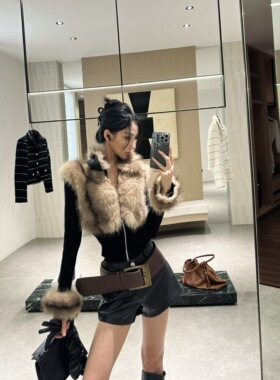 ISGRX 探险王 原创设计秋冬皮草拼接气质保暖外套设计感秀场老钱