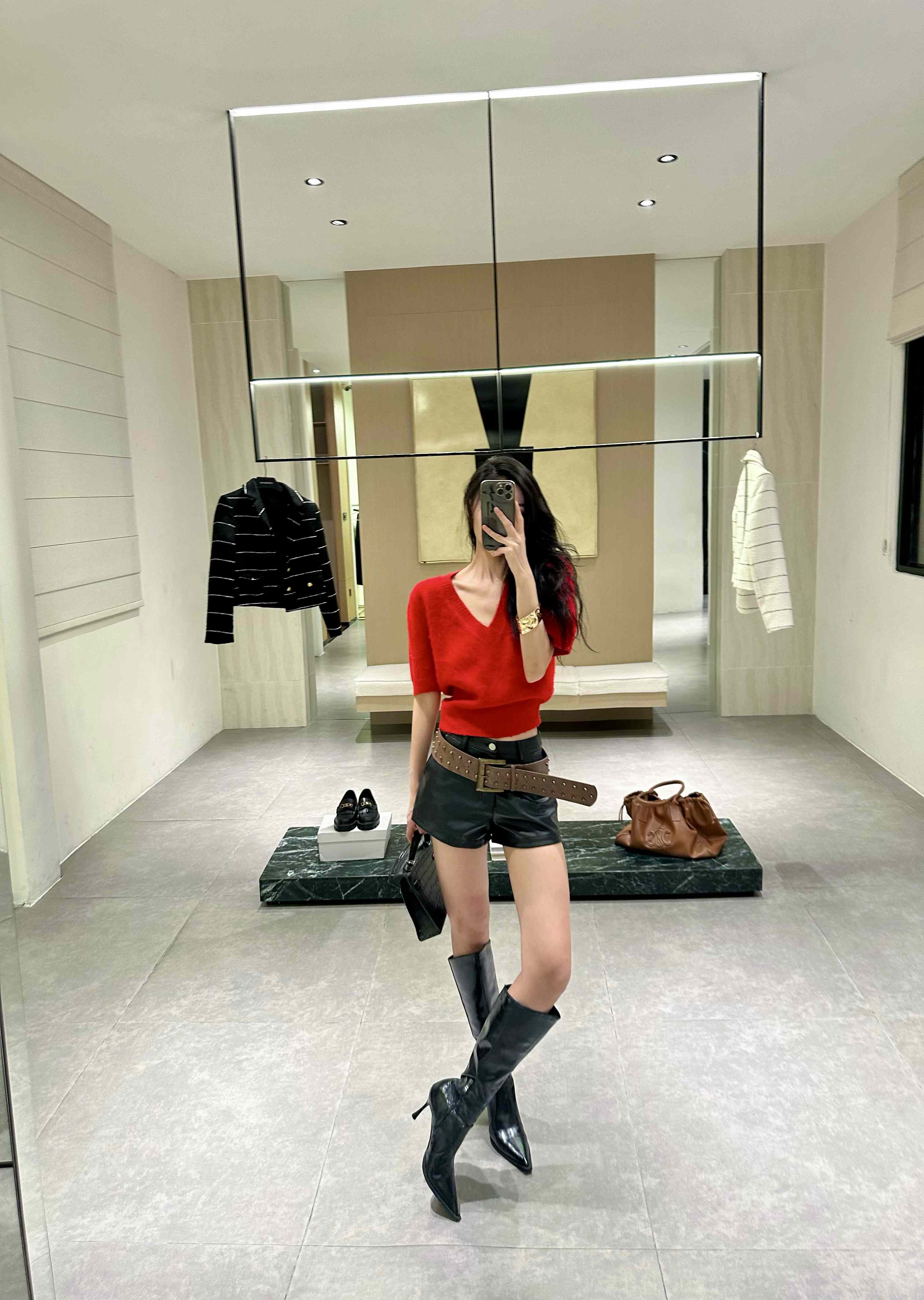 ISGRX 花无缺 原创设计红色毛衣秋冬辣妹不规则长袖显瘦性感御姐