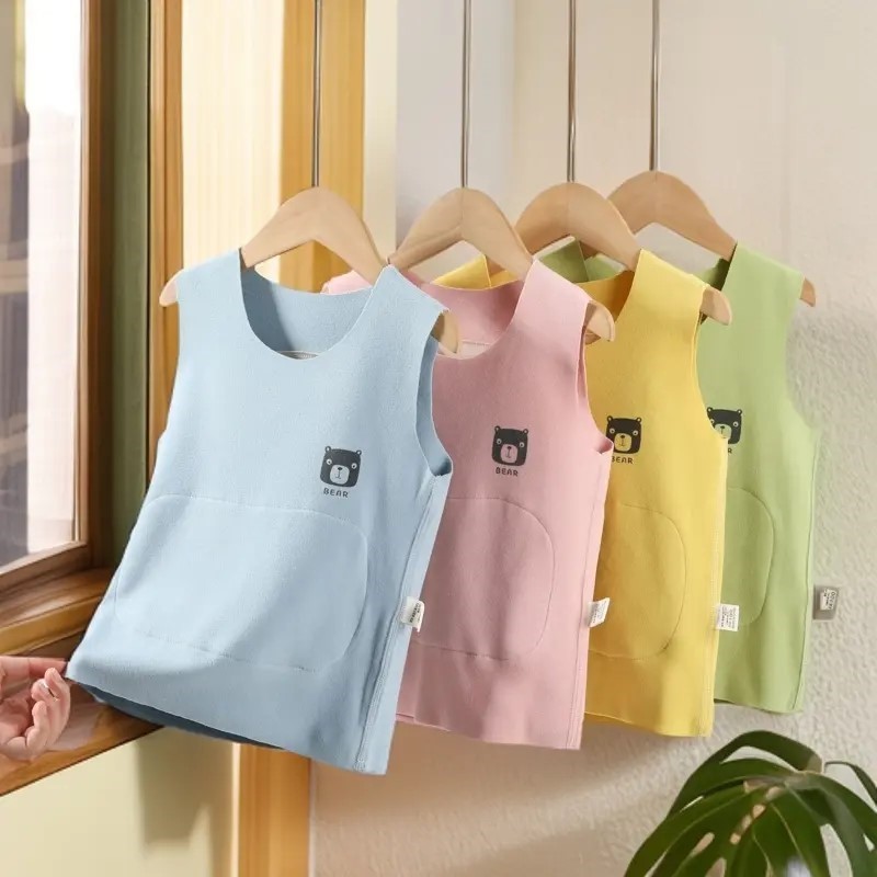 加厚护肚儿童德绒无骨保暖背心男