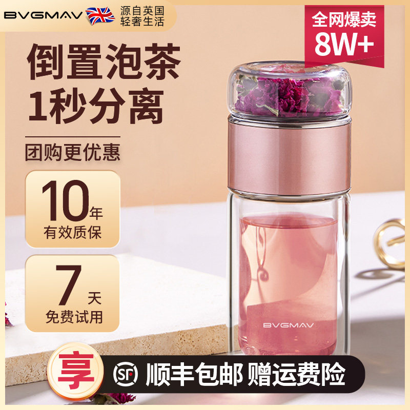 英国宝威玛玻璃杯茶水分离杯女士专用隔热泡茶水杯子送朋友送礼物怎么样,好用不?
