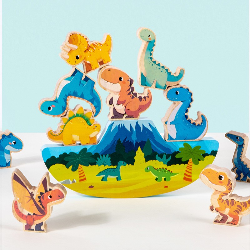 儿童恐龙平衡叠叠乐亲子互动叠叠高益智堆叠积木早教木制玩具CE24