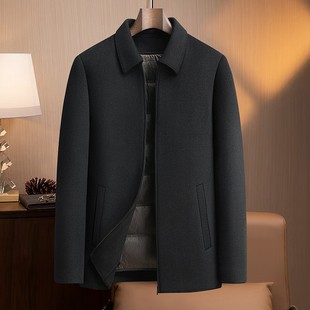 带袖子脱卸羽绒内胆商务行政羊毛夹克男式双面呢夹克秋冬呢子xl31