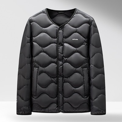 潮流新款无领外穿内搭轻羽绒服秋冬新国标90白鸭绒男式保暖羽xl63