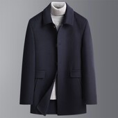 秋冬脱卸羽绒内胆双面呢大衣中老年男士 加厚中长羊毛大衣风衣xl94