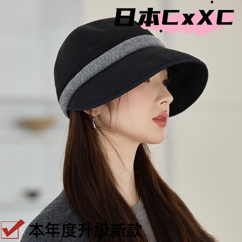 秋冬新款百搭帽子女高级感显脸小马术帽防风保暖帽文艺复古报e296