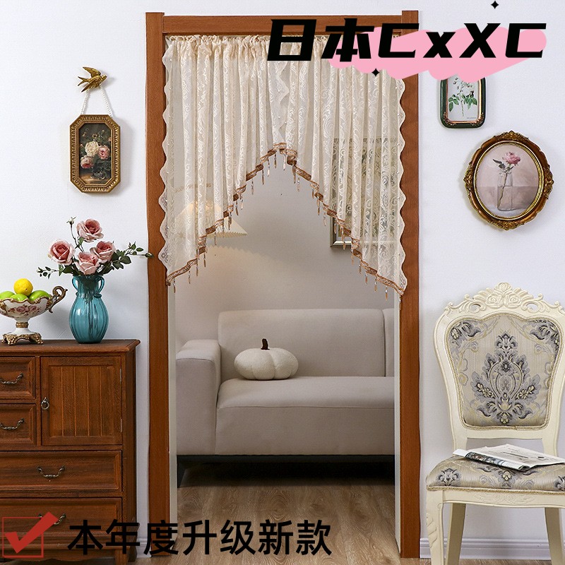 新款蕾丝卧室房间门帘隐私半帘玄关隔断帘遮挡帘纱帘卫生间半E37