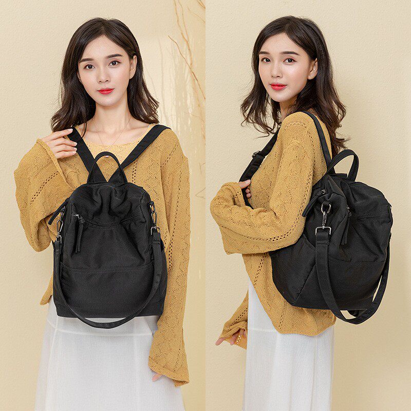 牛津布双肩包女2019新款轻便两用单肩包百搭简约休闲尼龙帆布FD14
