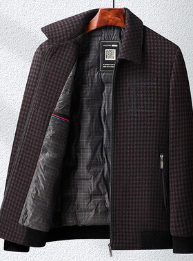 中老年加厚羊毛内胆商务翻领夹克秋冬新款男士休闲夹克爸爸装xl75