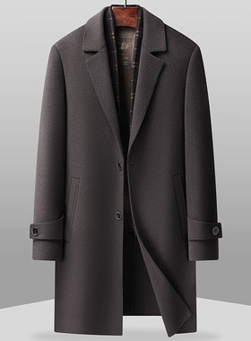 双面呢羊毛大衣拆卸羽绒内胆冬季新款爸爸装男士外套长款两件xl80