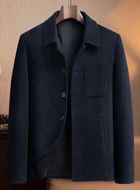 纯羊毛茄克男式青年潮流羊毛夹克100%羊毛秋冬新款加棉羊毛外xl42