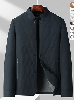 桑蚕丝棉衣男士中长款防风立领保暖休闲棉衣中年男棉袄爸爸秋xl05