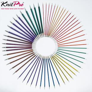 印度进口Knitpro毛线编织棒针 ZING彩色铝制棒针手工短直针20厘米