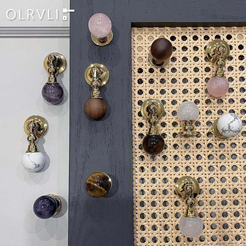 法式轻奢柜门金色黄铜把手衣柜门抽屉黄铜水晶木头圆球吊坠小拉手,基础建材,小拉手,淘宝优惠券,粉丝福利购,淘宝优惠卷