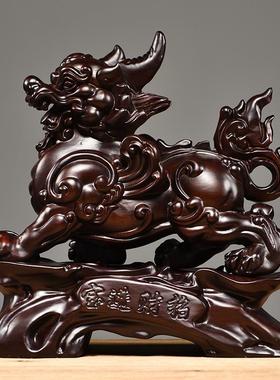 黑檀木雕貔貅摆件皮丘办公室桌貔貅装饰开张店铺开业实木工艺礼品